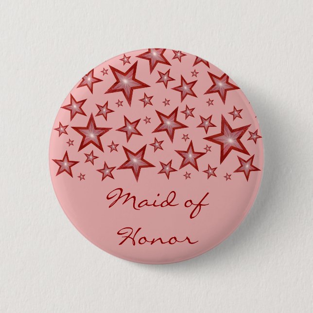Rote Sterne Schaltfläche "Trauzeugin" rosa Button (Vorderseite)