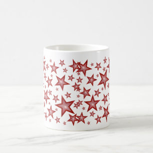 Rote Sterne Tasse weiß