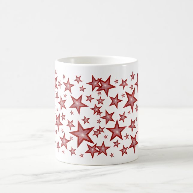 Rote Sterne Tasse weiß (Mittel)