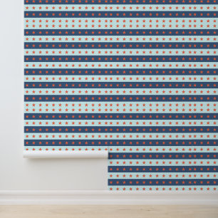 Rote Sterne und Blaue Streifen Muster Tapete