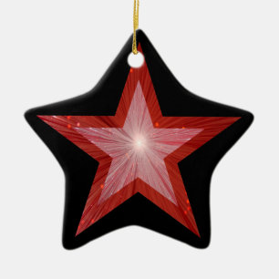 Rote Sterne-Ziersternform schwarz Keramikornament