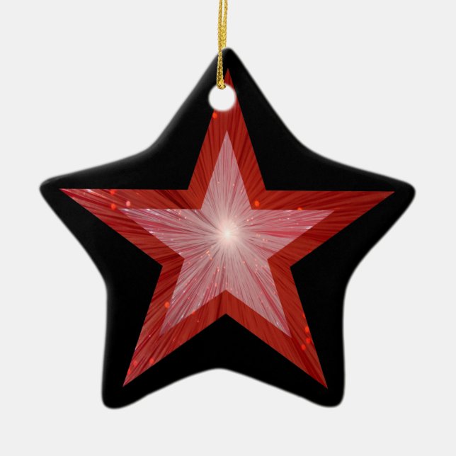 Rote Sterne-Ziersternform schwarz Keramikornament (Vorne)