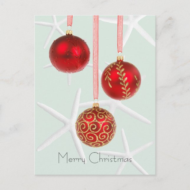 Rote Sternfische Tropische Weihnachtskarten Feiertagspostkarte (Vorderseite)