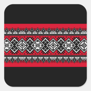 Rote Stickerei Quadratischer Aufkleber
