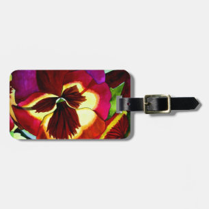 Rote Stiefmütterchen Aquarell Blume Originale Kuns Gepäckanhänger