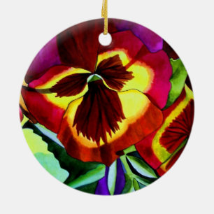 Rote Stiefmütterchen Aquarell Blume Originale Kuns Keramikornament