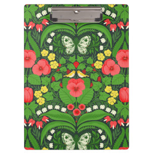 Rote Stiefmütterchen, Vögel und Schmetterlinge Klemmbrett