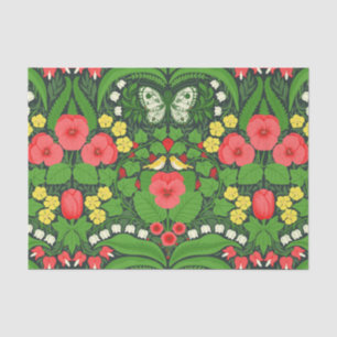 Rote Stiefmütterchen, Vögel und Schmetterlinge Seidenpapier