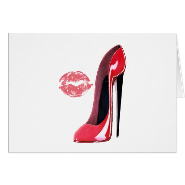 Rote Stilett-Schuh-und Kuss-Kunst (Vorderseite (Horizontal))