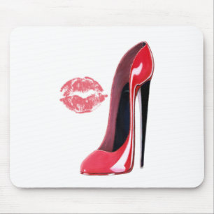 Rote Stilett-Schuh-und Kuss-Kunst Mousepad