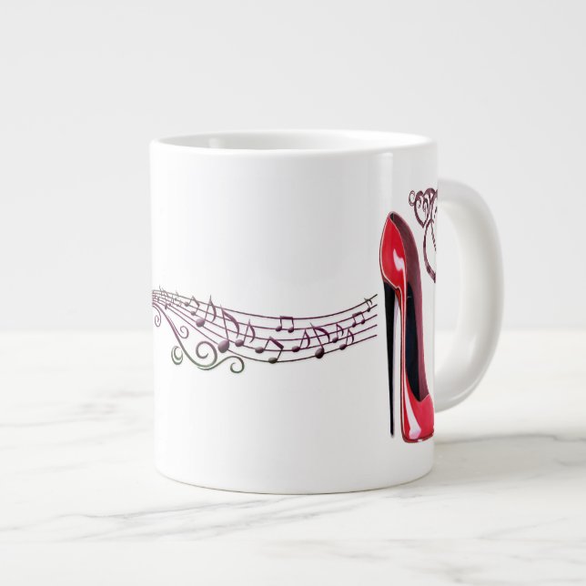 Rote Stiletto- und Schmetterlingsspezialitäten Tas Jumbo-Tasse (Vorderseite Rechts)