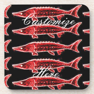 Rote Störe schwarz Untersetzer