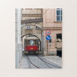 Rote Straßenbahn in der Altstadt von Prag - Tschec Puzzle