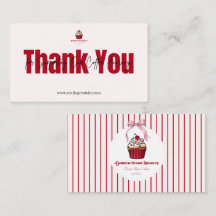 Rote Streifen Bäckerei Dankeschön-Karten-Cupcake