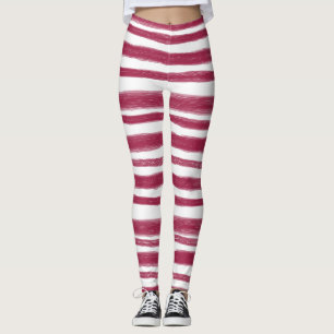 Rote Streifen Bordeaux Leggings