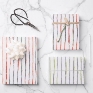 Rote Streifen Geburtstag Geschenkpapier Set
