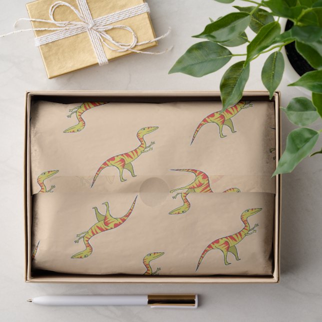 Rote Streifen gelbe Dinosaurier Seidenpapier (Geschenk)