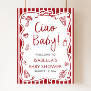 Rote Streifen Italian Ciao Baby Baby Shower Willko Poster