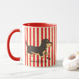 Rote Streifen Schwarz Brauner Dachshund Name Tasse