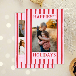 Rote Streifen Süße Vielbild-Flachkarte zum Urlaub Feiertagskarte