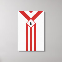 Rote Streifen und Chevronen mit Monogramm auf Weiß