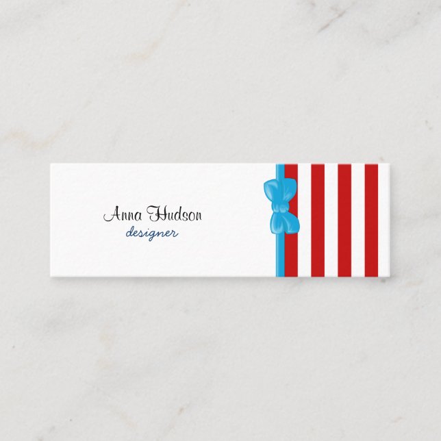 Rote Streifen, weiße Streifen, Streifen, Linien Mini Visitenkarte (Vorderseite)