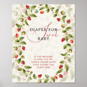 Rote süße Erdbeer-Wildblumen-Kranz-Baby-Party Poster