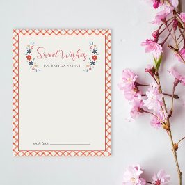 Rote süße florale Wünsche für Baby Shower Karte 