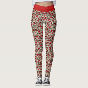 Rote Süße Herzen Leggings