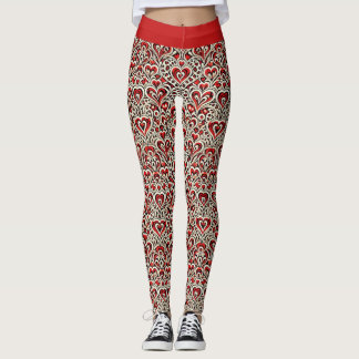 Rote Süße Herzen Leggings