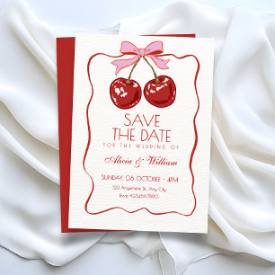 Rote süße Kirsche Hochzeit Save The Date