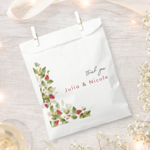 Rote süße wilde Erdbeerblüten Hochzeit Geschenktütchen