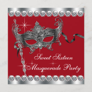 Rote Sweet Sixteen Maskenparty-Einladungen Einladung