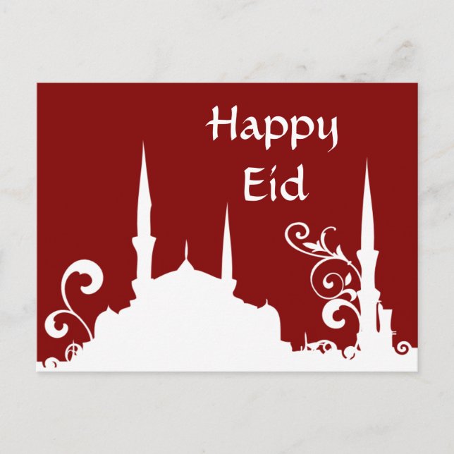 Rote Swirt-Moschee Ramadan/Eid-Banner/Streamer Postkarte (Vorderseite)