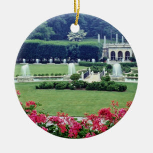 Rote Szene vom erhaltenden Balkon, Longwood Gard Keramik Ornament