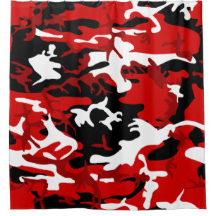rote Tarnung schwarz weiß Camo Duschvorhang