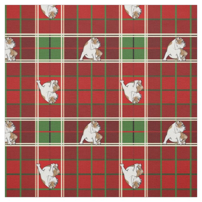 Rote Tartan-Bulldogge Stoff (Muster)