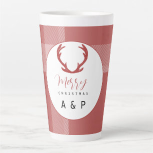 Rote Tartan-Hirschgeweih-Monogramm Milchtasse