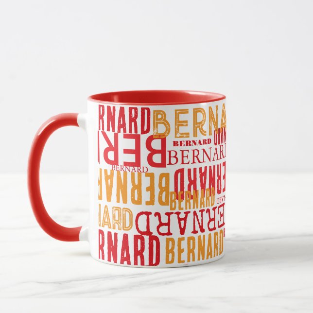 Rote Tasse mit cooler Typografie von Namen  (Links)