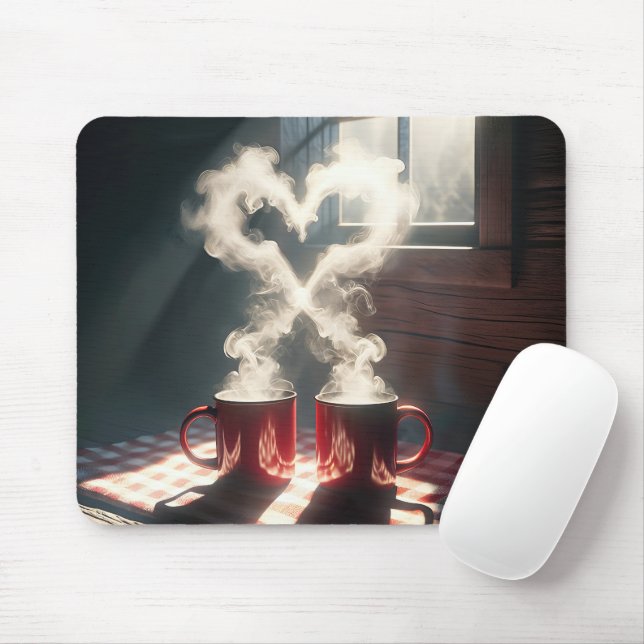 Rote Tasse mit warmgewalztem Dampfbad Mousepad (Mit Mouse)
