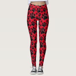 Rote Tatze druckt Muster Leggings