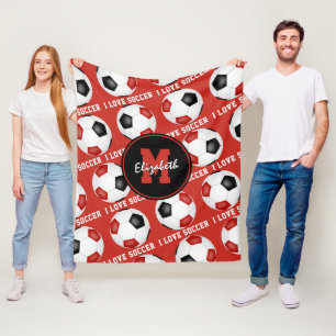 Rote Teamfarben I Liebe Fußball Textmuster Fleecedecke