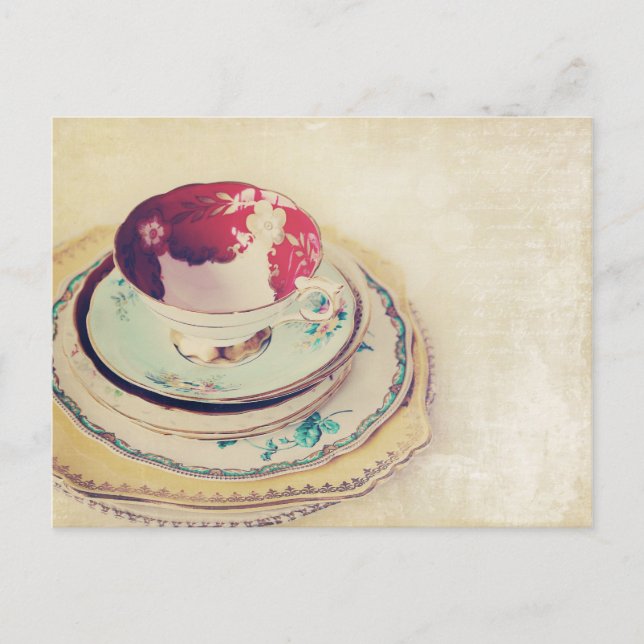 Rote Teetasse Postkarte (Vorderseite)