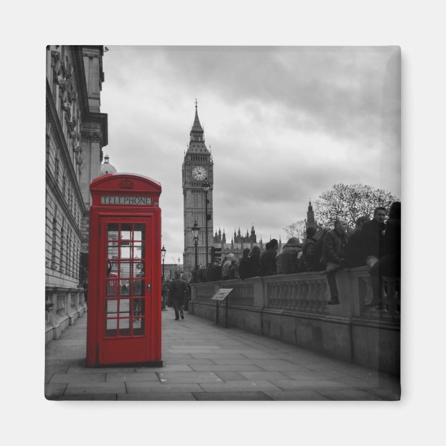 Rote Telefonbox in London Magnet (Vorne)