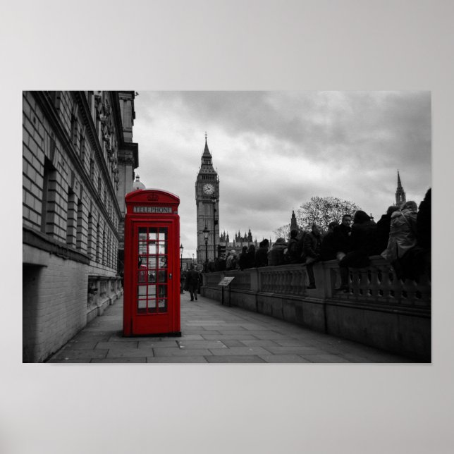 Rote Telefonbox in London Poster drucken (Vorne)
