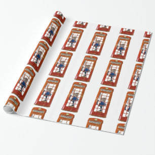 Rote Telefonbox zum Verpacken von Papier Geschenkpapier