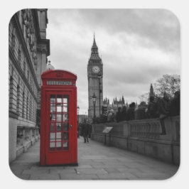 Rote Telefonkiste in London Quadratischer Aufkleber