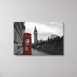 Rote Telefonzelle in der Londoner Leinwand