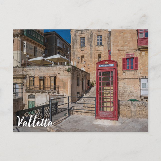 Rote Telefonzelle in Valletta Malta Postkarte (Vorderseite)