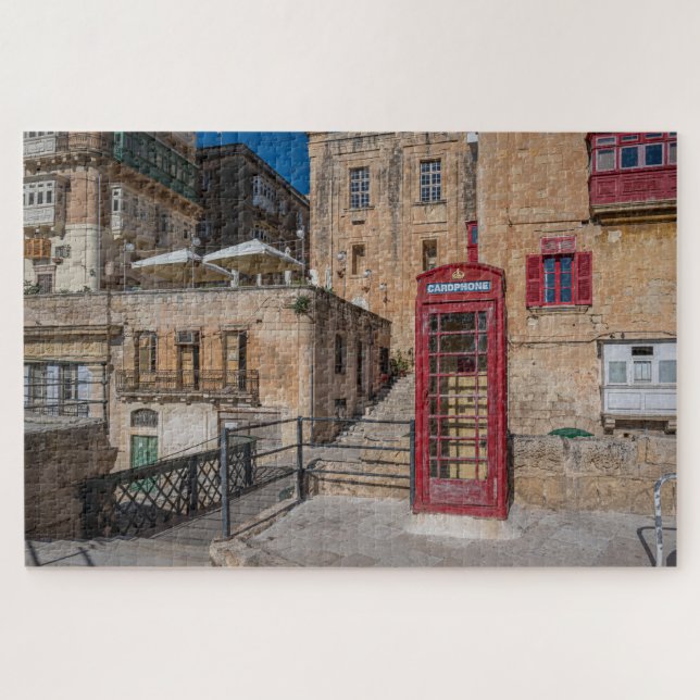 Rote Telefonzelle in Valletta Malta Puzzle (Horizontal)